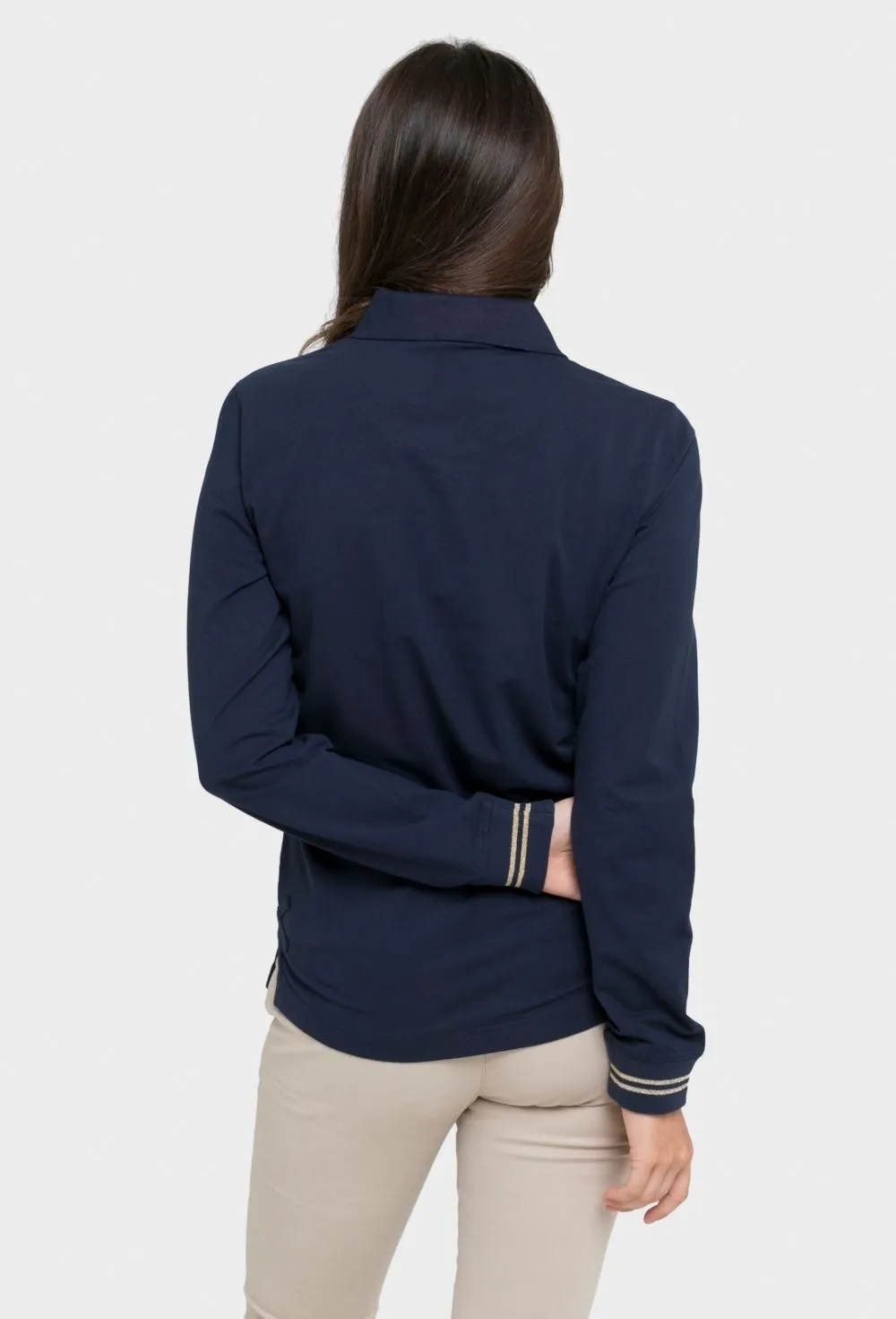 Polo clásico mujer manga larga en azul marino