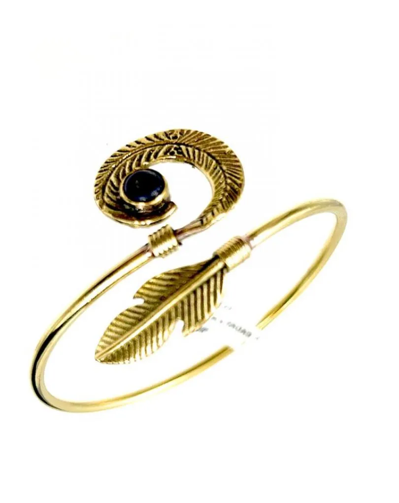 PULSERAS PLATEADAS PARA MUJER DE AIRE TRIBAL CON HOJA Y ESPIRAL