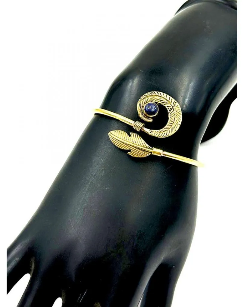 PULSERAS PLATEADAS PARA MUJER DE AIRE TRIBAL CON HOJA Y ESPIRAL