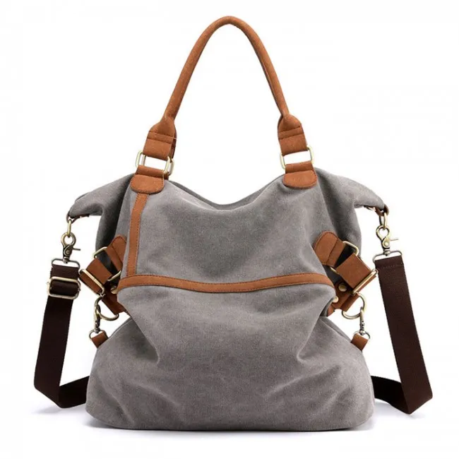 RETRO LARGECAPACITY COMMUTER CASUAL MULTIFUNCTION SHOULDER BAG WOMEN'S CANVAS HANDBAGS