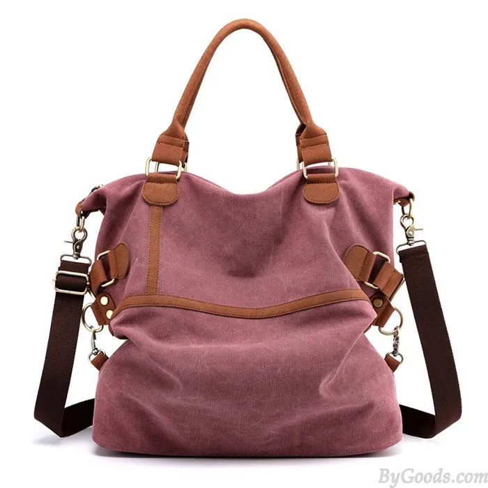 RETRO LARGECAPACITY COMMUTER CASUAL MULTIFUNCTION SHOULDER BAG WOMEN'S CANVAS HANDBAGS