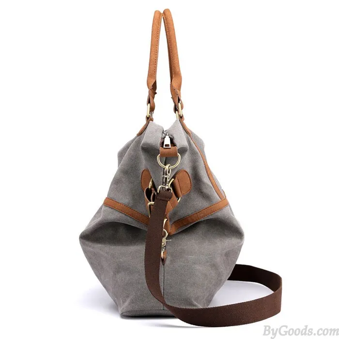 RETRO LARGECAPACITY COMMUTER CASUAL MULTIFUNCTION SHOULDER BAG WOMEN'S CANVAS HANDBAGS