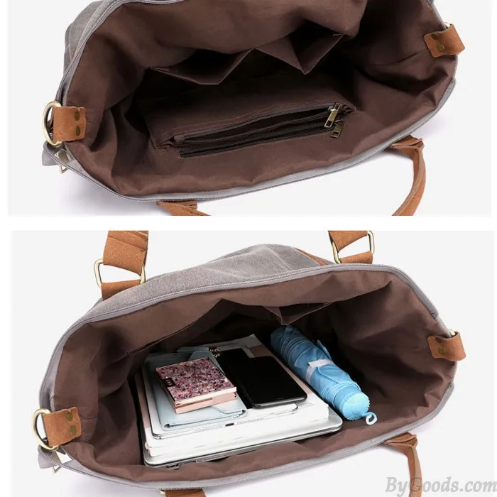 RETRO LARGECAPACITY COMMUTER CASUAL MULTIFUNCTION SHOULDER BAG WOMEN'S CANVAS HANDBAGS