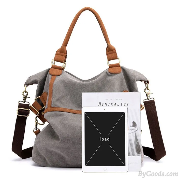 RETRO LARGECAPACITY COMMUTER CASUAL MULTIFUNCTION SHOULDER BAG WOMEN'S CANVAS HANDBAGS