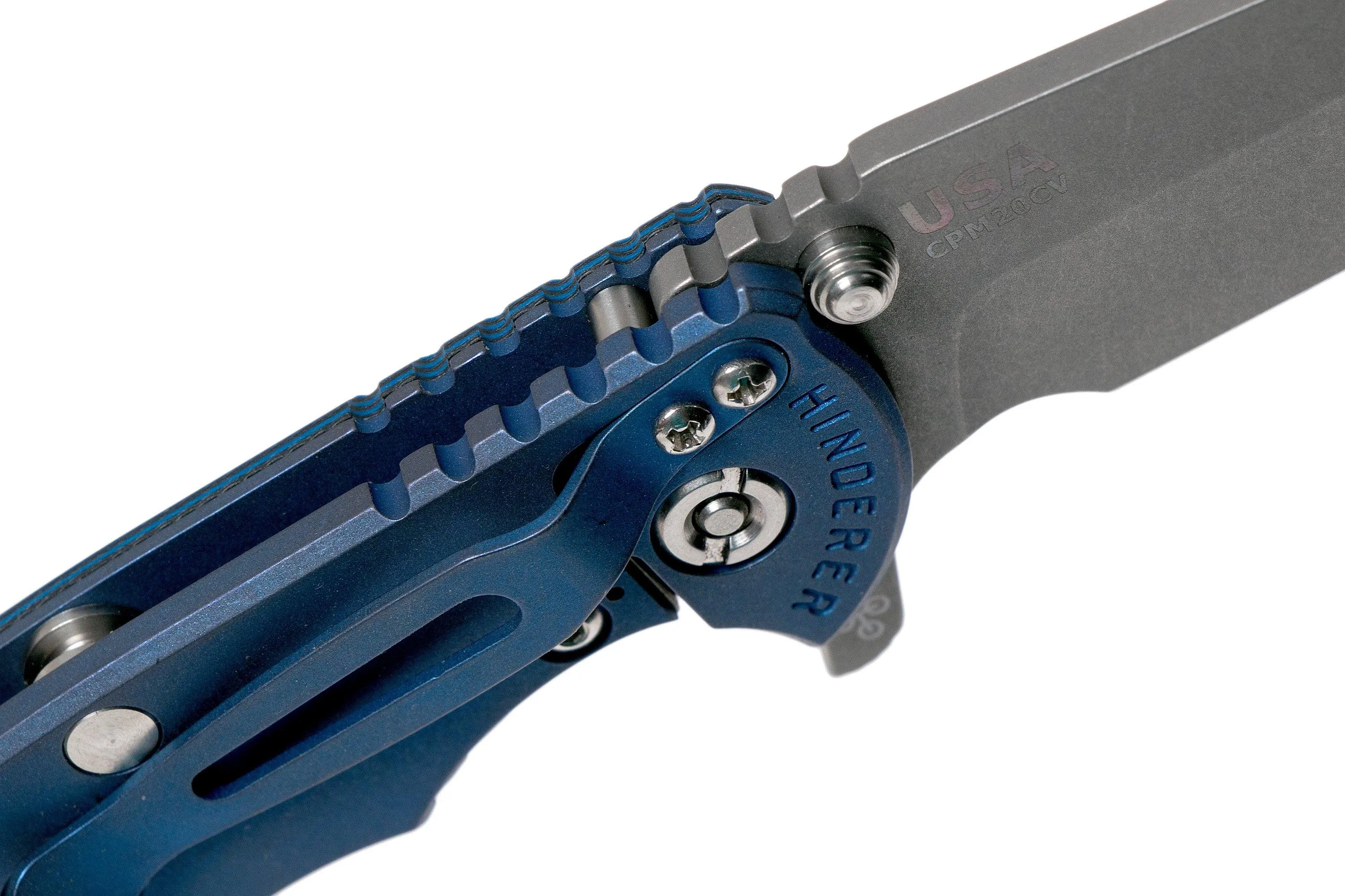 RICK HINDERER XM18 3.5" SKINNY HARPOON SPANTO BATTLE BLUE, BLUEBLACK G10 NAVAJA