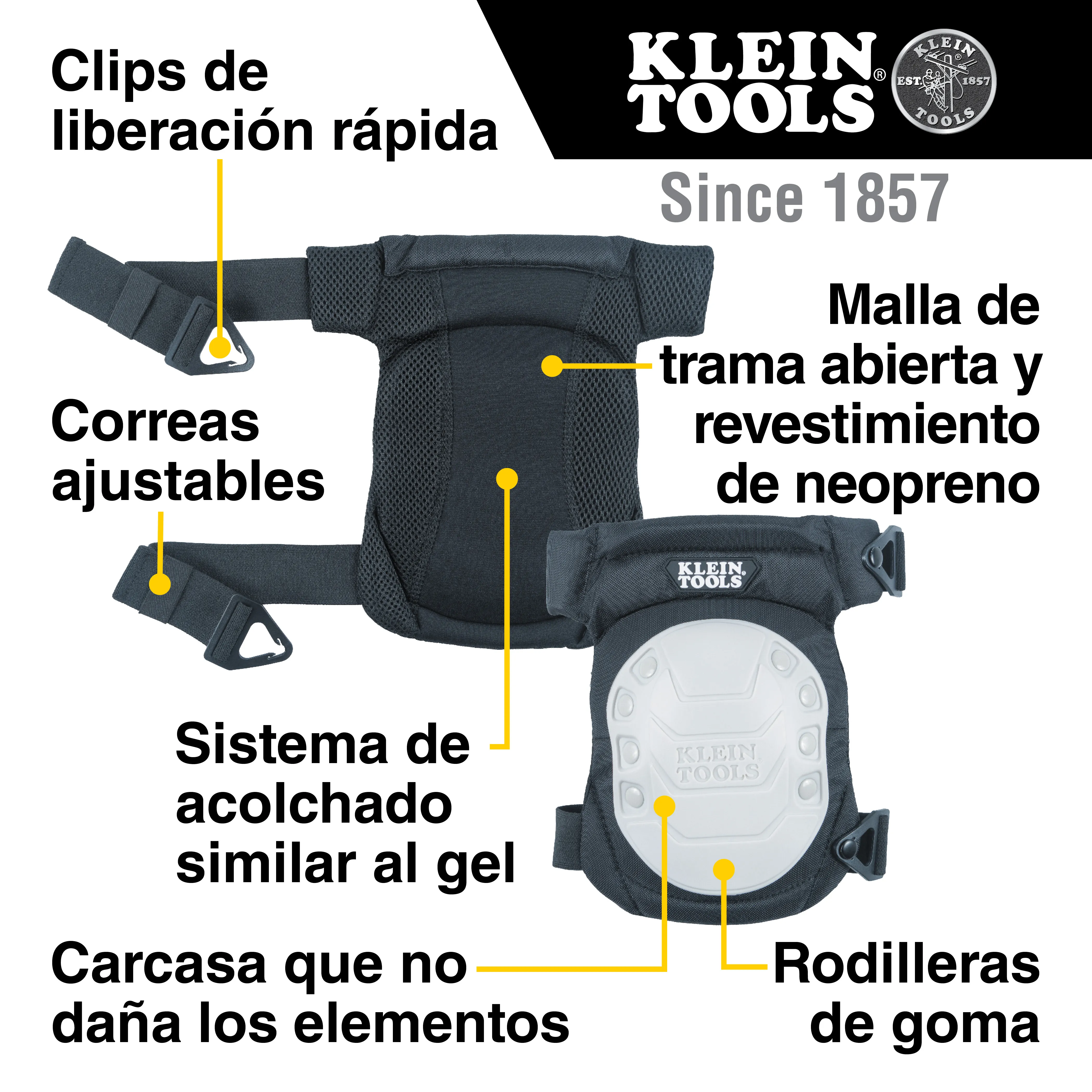 Rodillera con diseño semiplegable que no daña los elementos