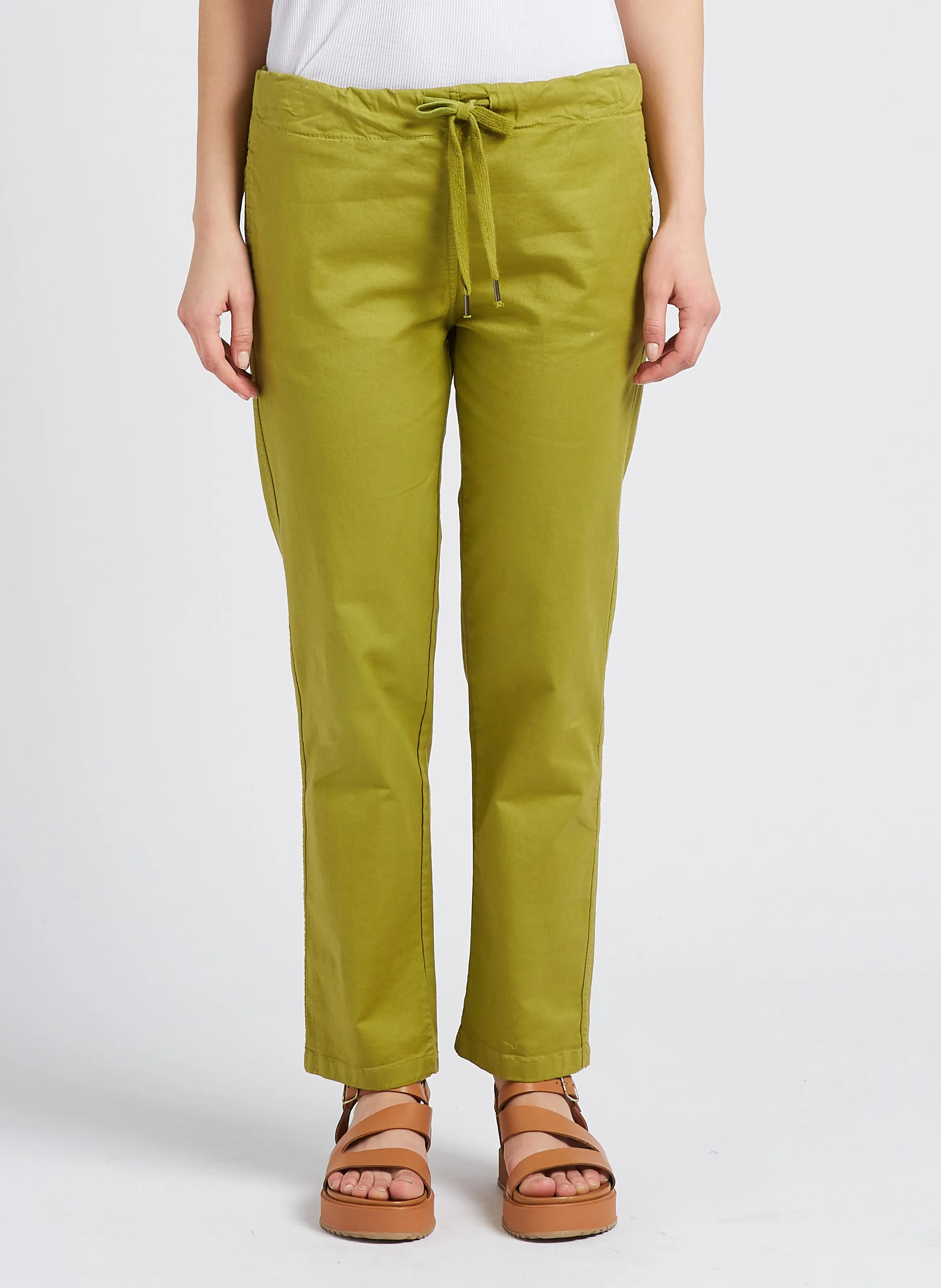 ROYCE  PANTALóN TAPERED ANUDABLE DE MEZCLA DE ALGODóN EN VERDE
