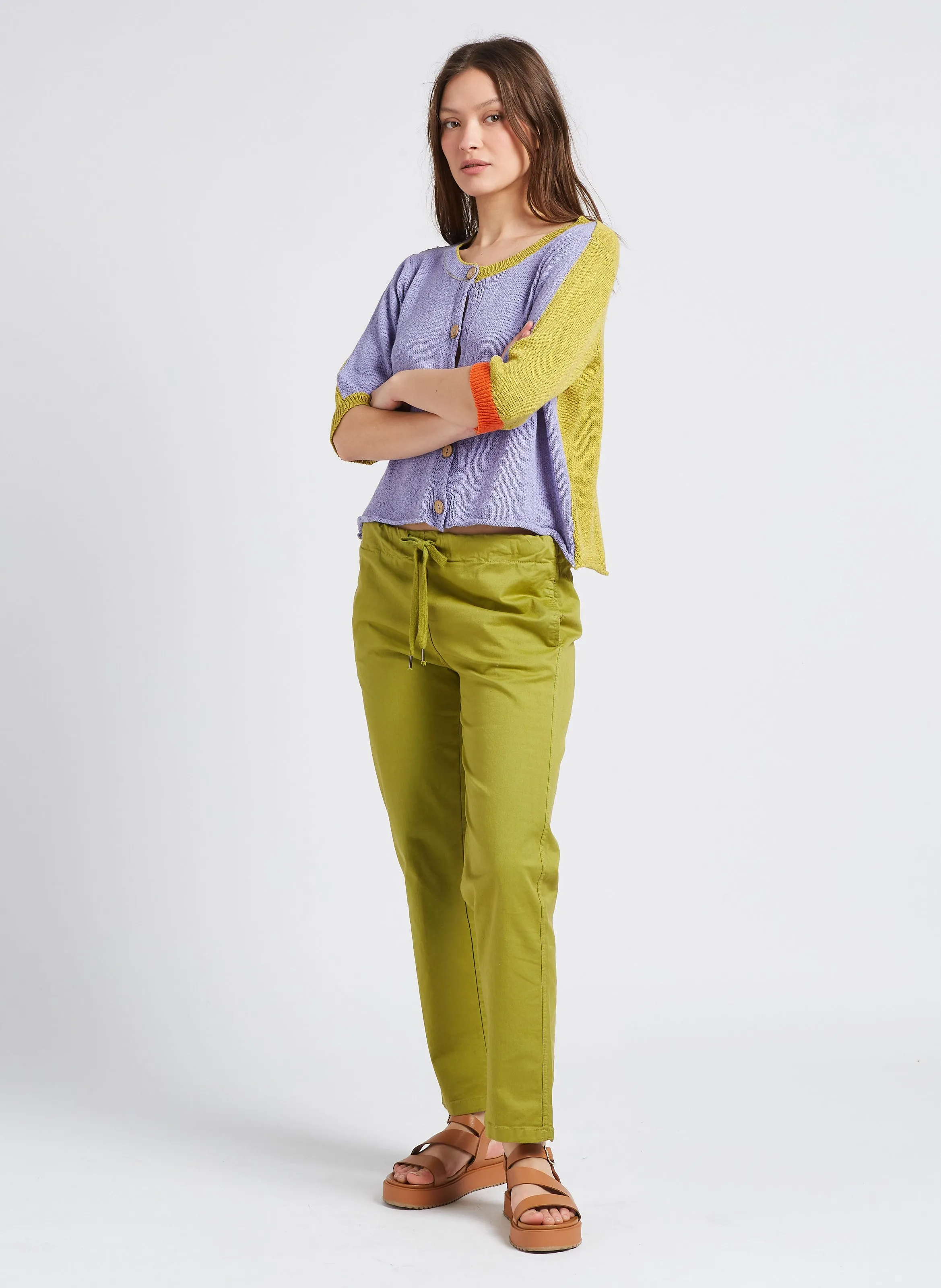 ROYCE  PANTALóN TAPERED ANUDABLE DE MEZCLA DE ALGODóN EN VERDE