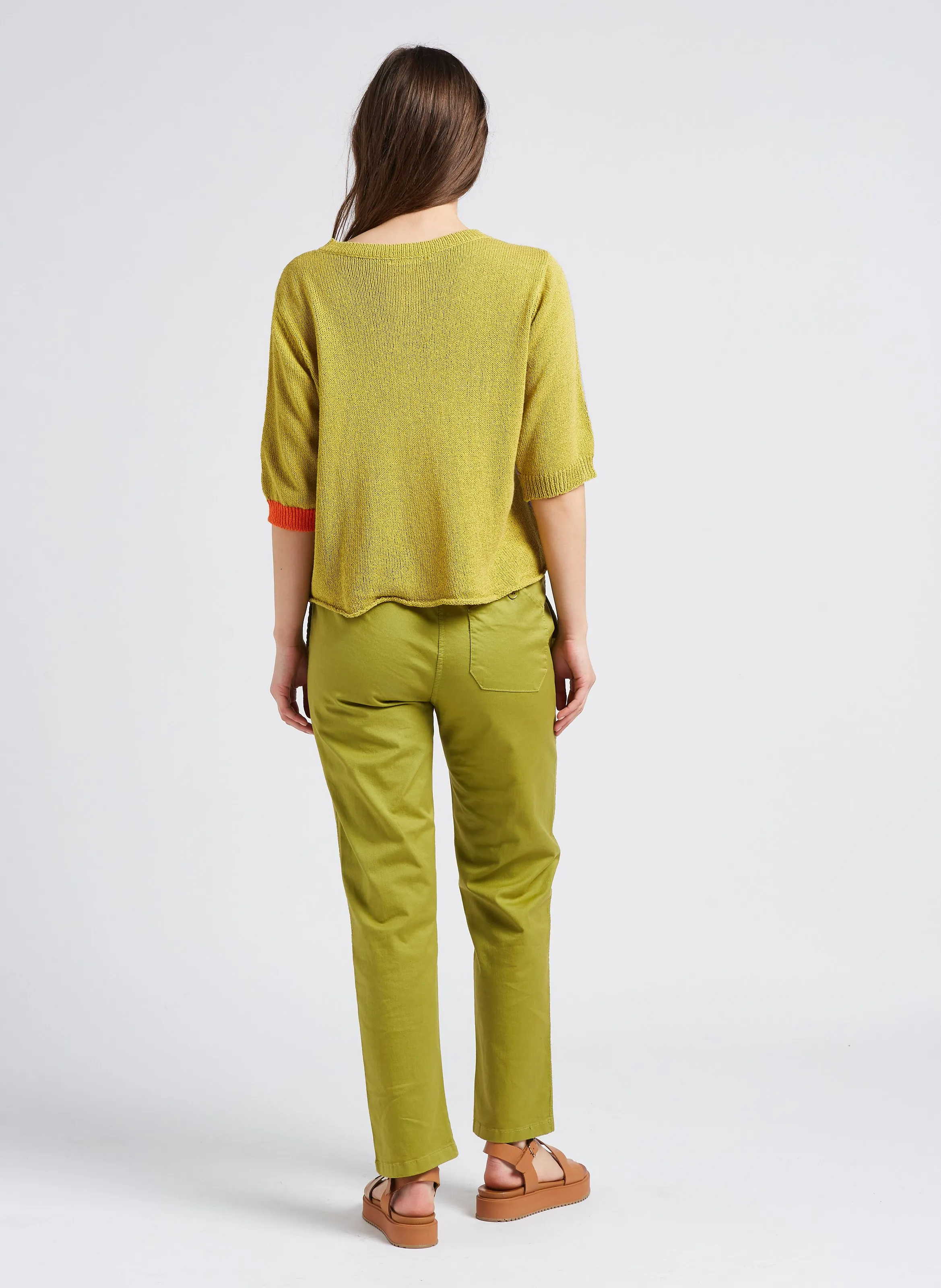 ROYCE  PANTALóN TAPERED ANUDABLE DE MEZCLA DE ALGODóN EN VERDE