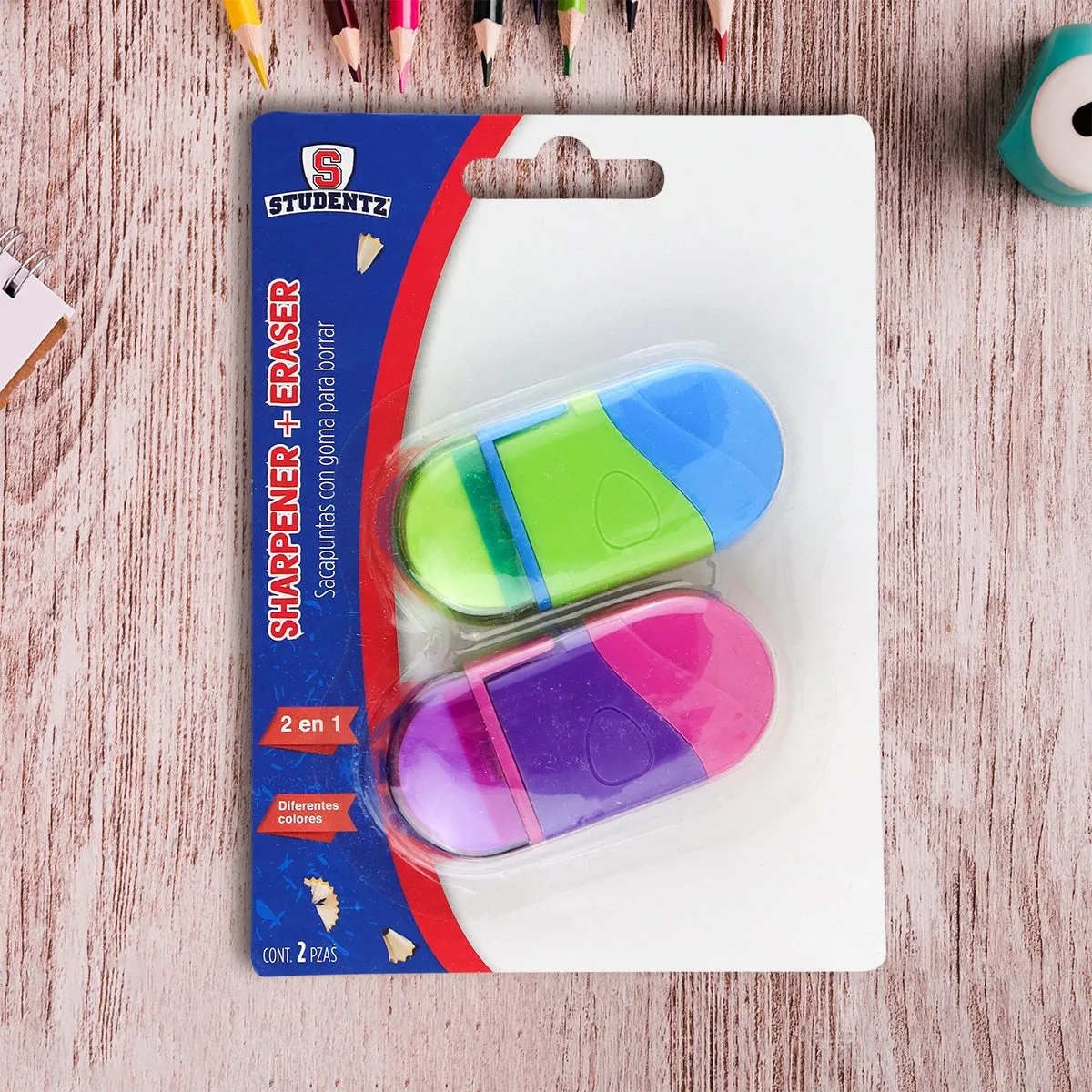 Sacapuntas con Borrador, 2 pzas