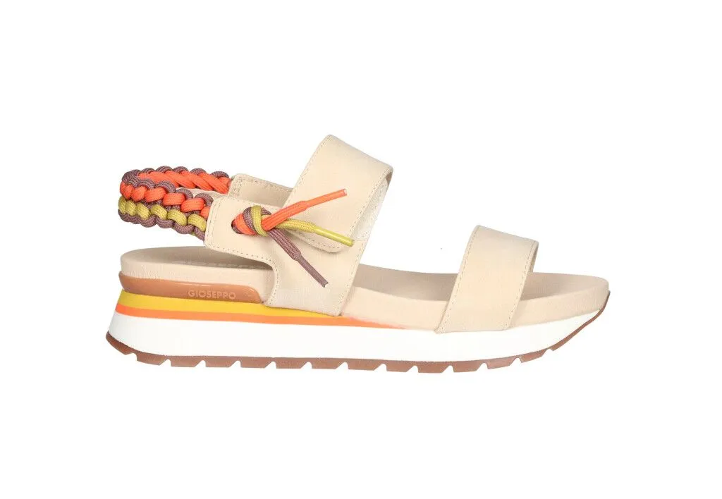 Sandalia Nobuck 3 Tiras Beige Talon Cordones Colores