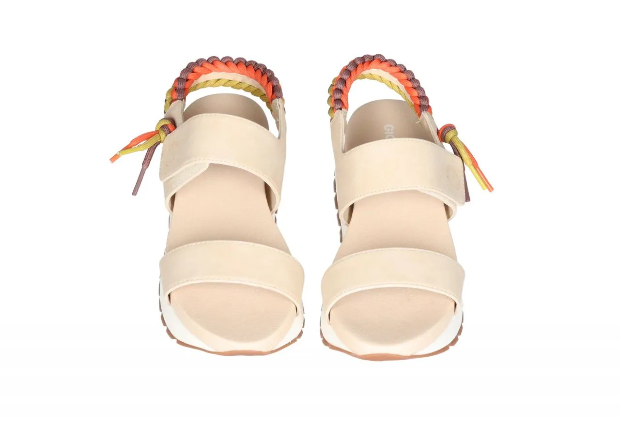 Sandalia Nobuck 3 Tiras Beige Talon Cordones Colores