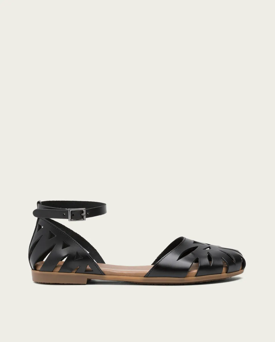 SANDALIA PLANA PIEL NEGRO BETH