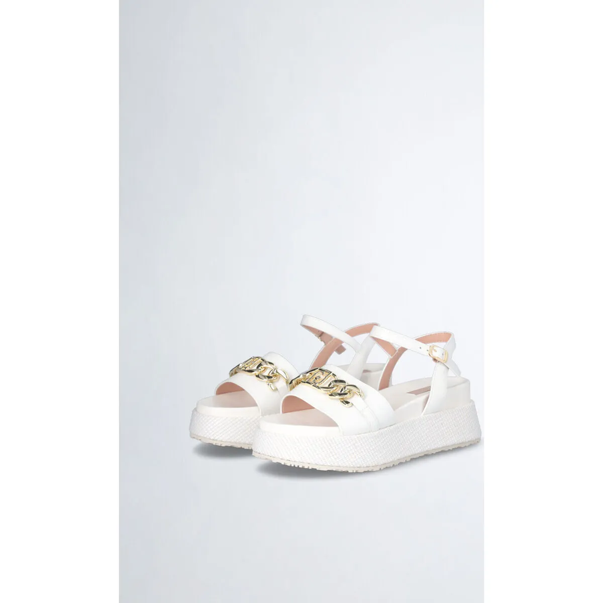 Sandalias de plataforma con logotipo y cadena