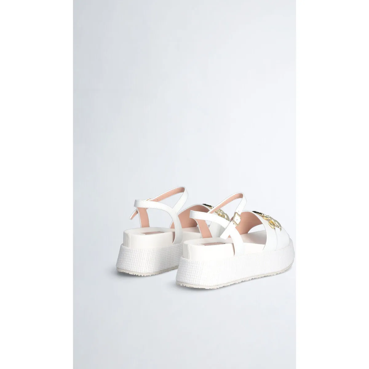 Sandalias de plataforma con logotipo y cadena