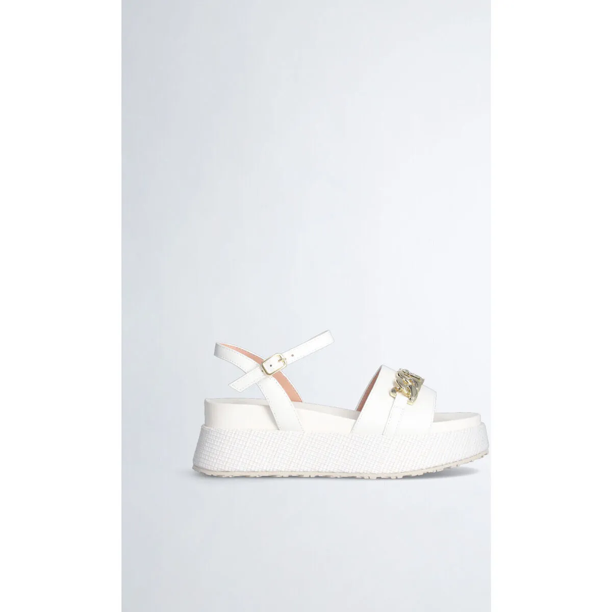 Sandalias de plataforma con logotipo y cadena
