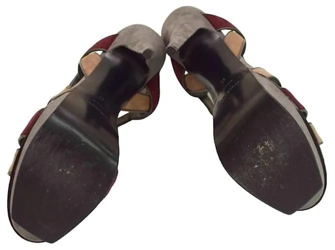 Sandalias de plataforma de ante multicolor Yves Saint Laurent YSL talla 41 