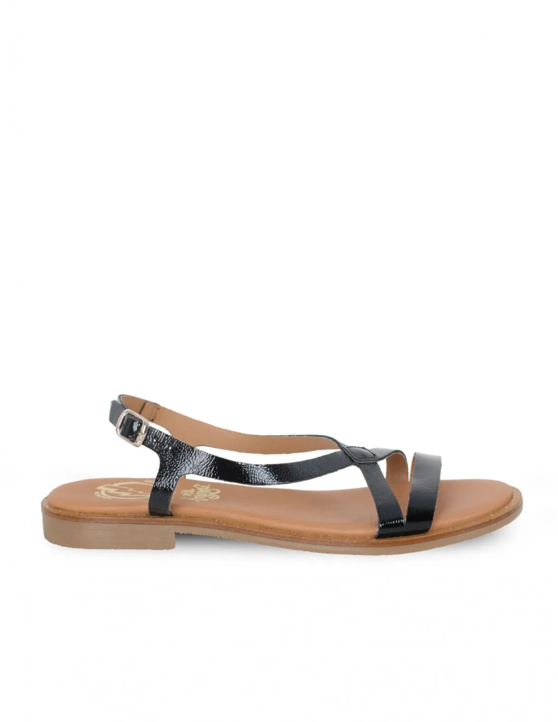Sandalias Planas Negras Charol PERA LIMONERA