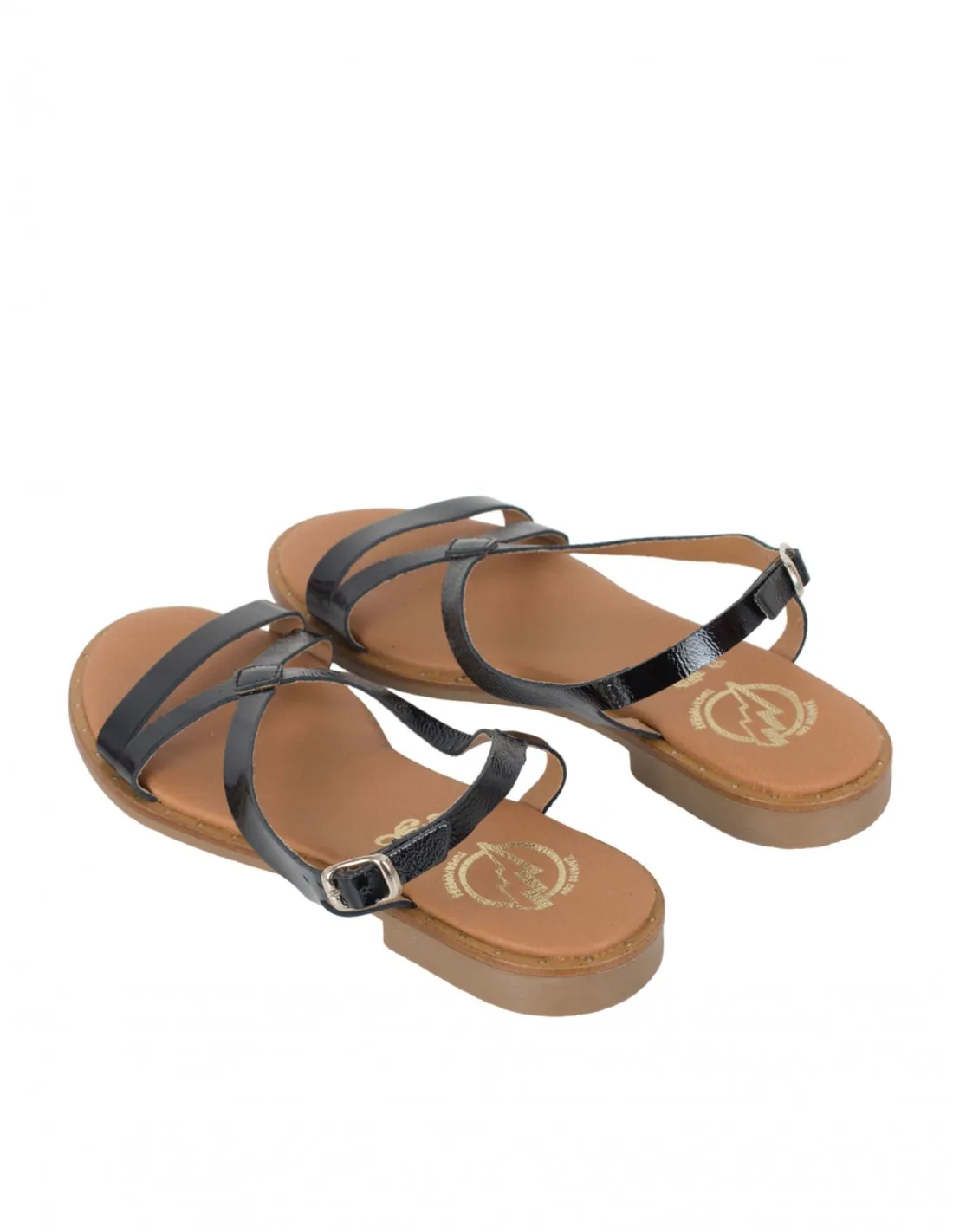Sandalias Planas Negras Charol PERA LIMONERA