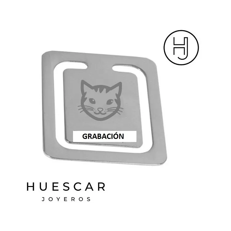Separador de libros personalizado en plata de ley cuadrado