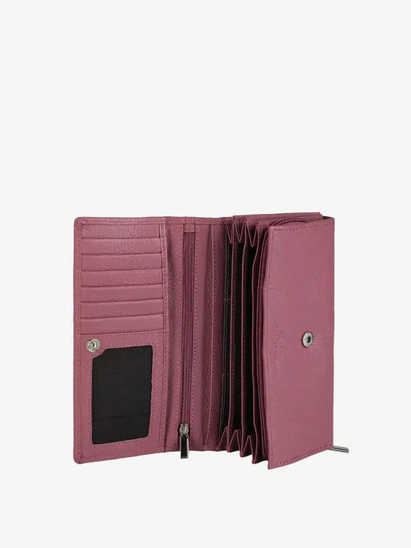 Solada Cartera de mujer de piel con botón.