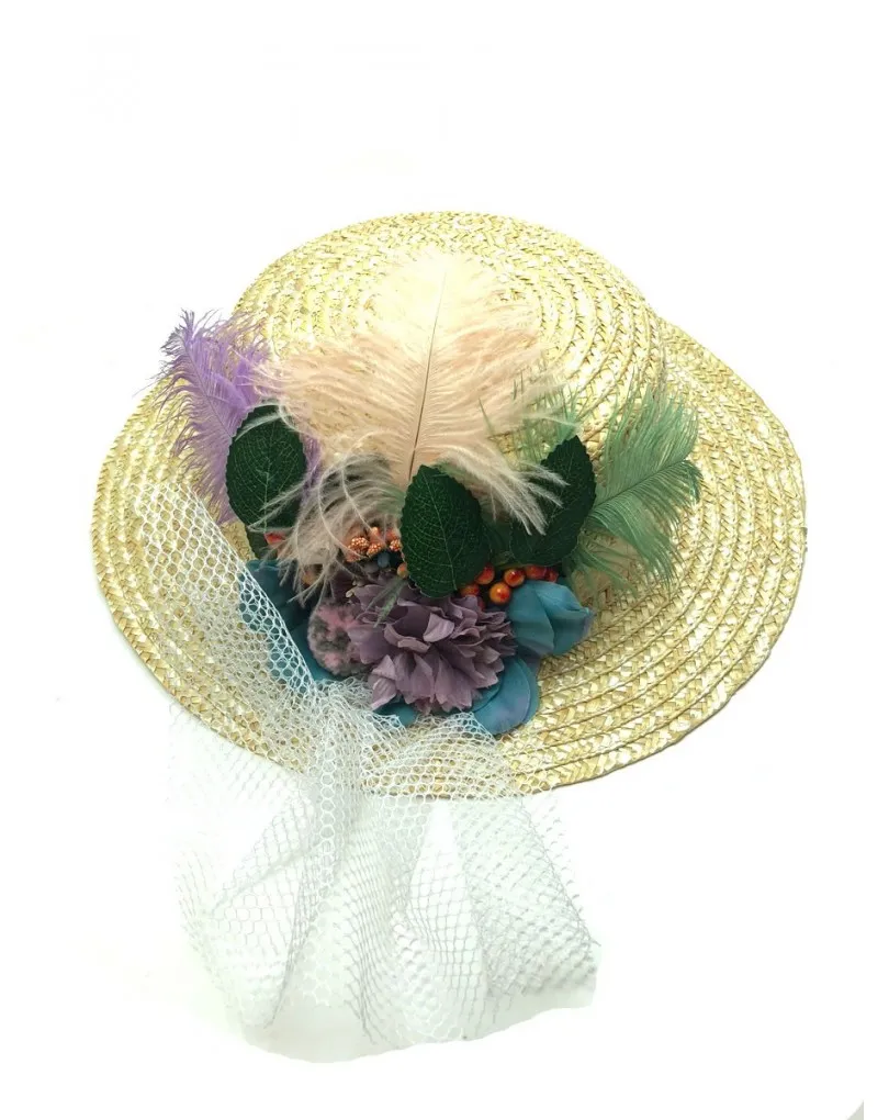SOMBREROS DE PAJA CON FLORES AZULES, TE QUEDARA PRECIOSO CON TU VESTIDO