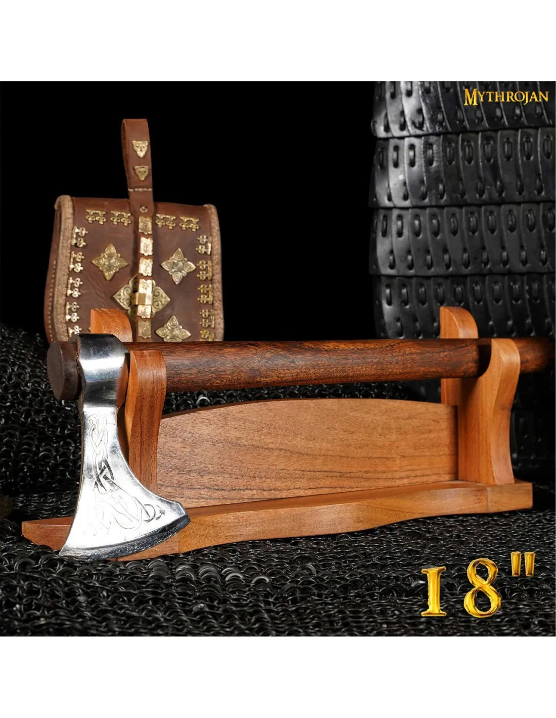 Soporte de sobremesa en madera natural para colgar 1 espada