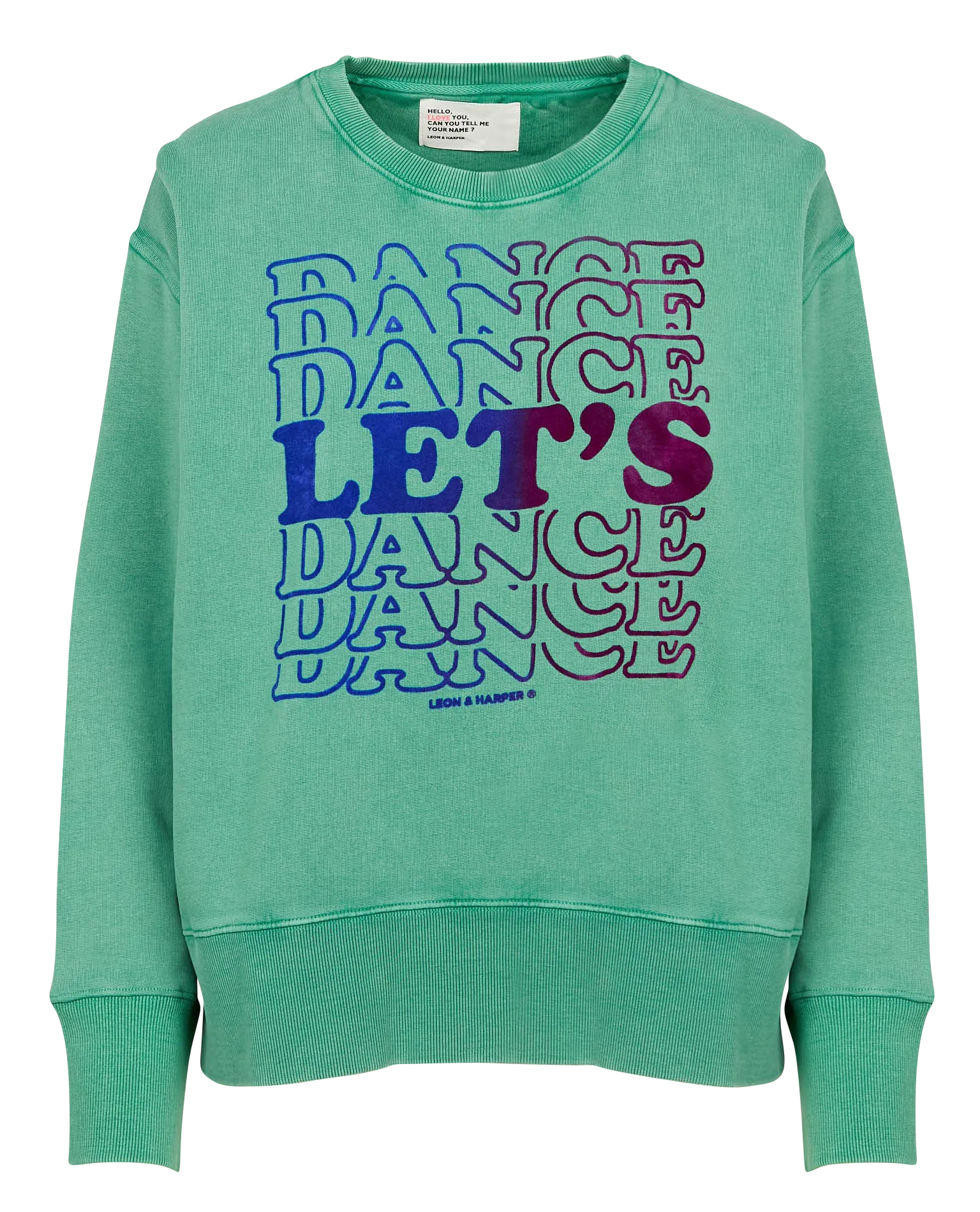 SORBET  SUDADERA RECTA CON CUELLO REDONDO Y ESTAMPADO TIPOGRáFICO EN VERDE
