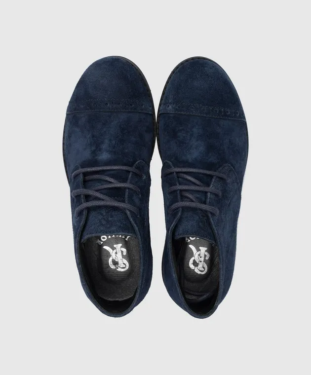 Stefano Ricci Children's blue suede derbies