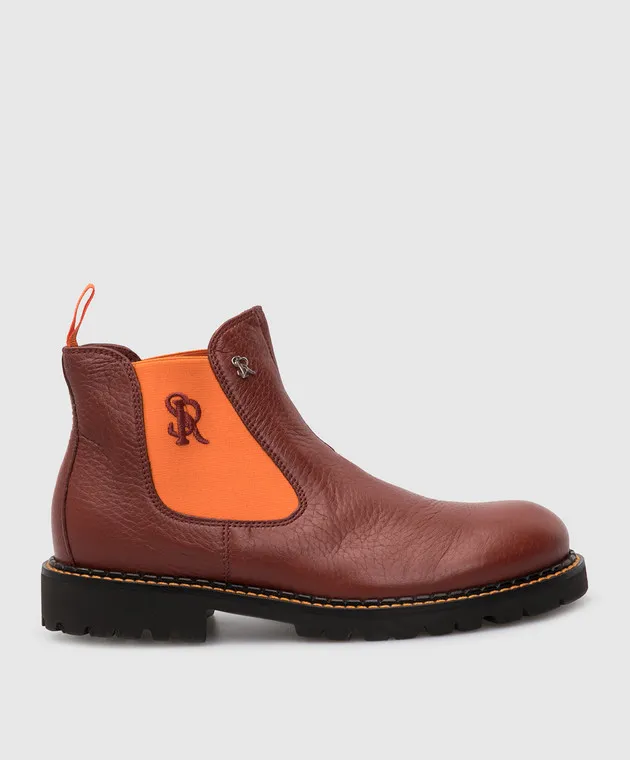 Stefano Ricci Monogram Children's Leather Chelsea