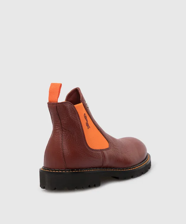 Stefano Ricci Monogram Children's Leather Chelsea