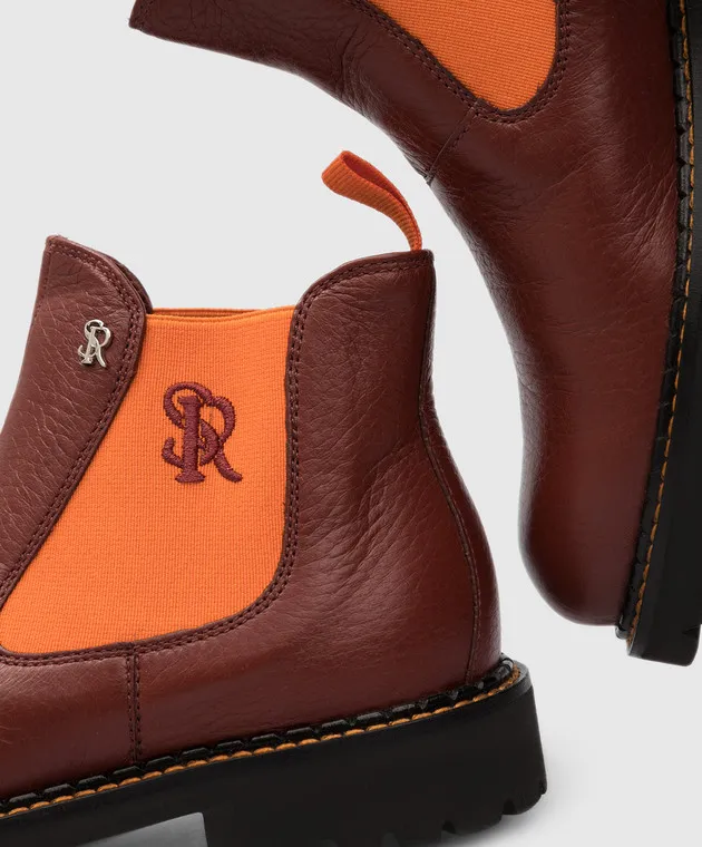 Stefano Ricci Monogram Children's Leather Chelsea
