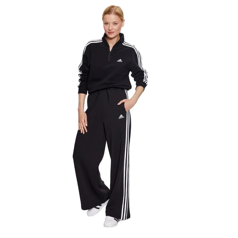 SUDADERA ADIDAS W 3S FT QZ NEGRO BLANCO HOODIE IC8780