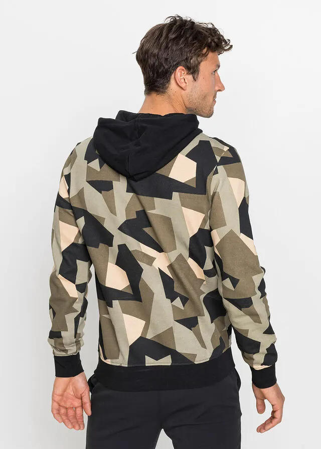Sudadera con capucha de poliéster reciclado Negro estampado