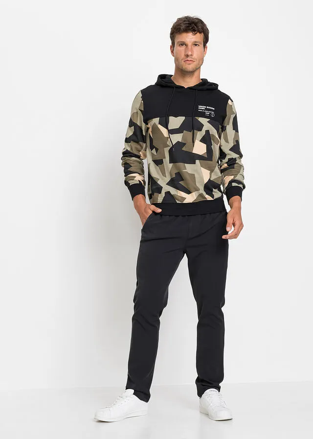 Sudadera con capucha de poliéster reciclado Negro estampado