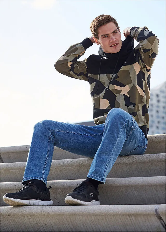 Sudadera con capucha de poliéster reciclado Negro estampado