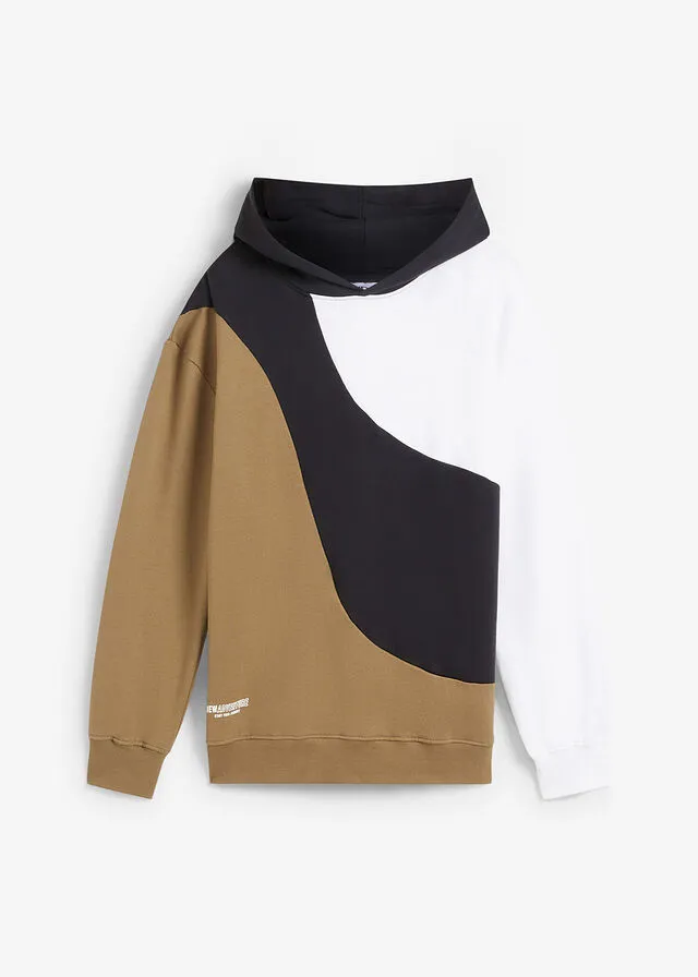 SUDADERA CON CAPUCHA VERDE CAQUINEGROBLANCO ESTAMPADO