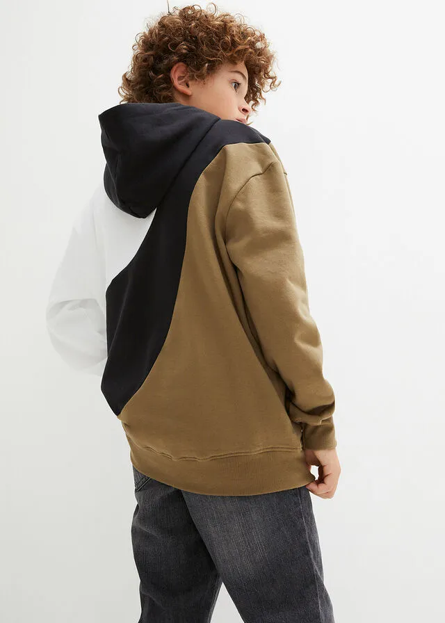 SUDADERA CON CAPUCHA VERDE CAQUINEGROBLANCO ESTAMPADO