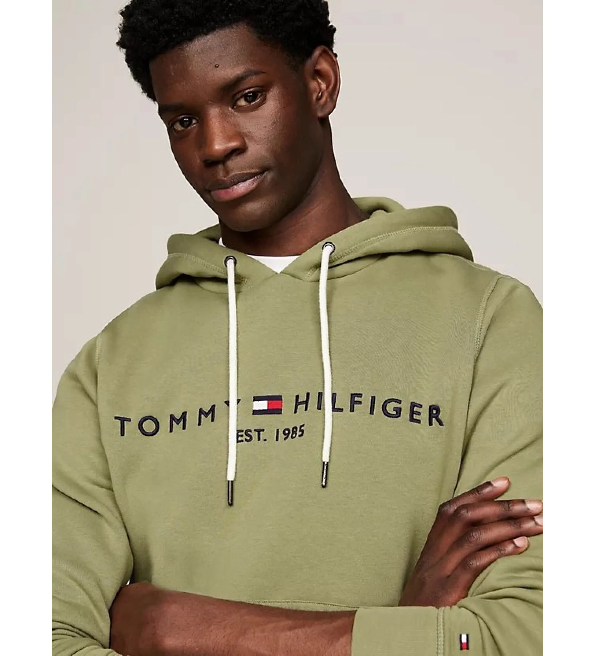 Sudadera con capucha y logo bordado verde