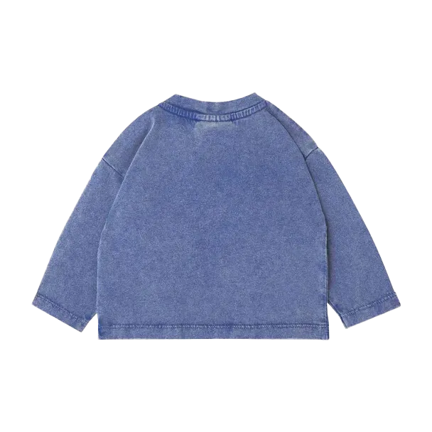 Sudadera estampada de algodón con cuello redondo en azul