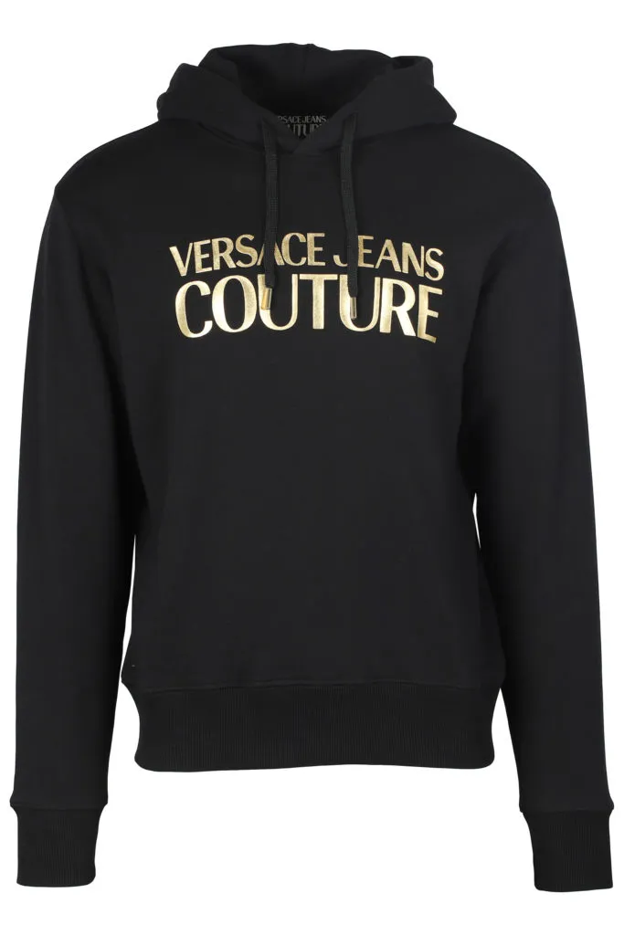 Sudadera negra con capucha y logo dorado
