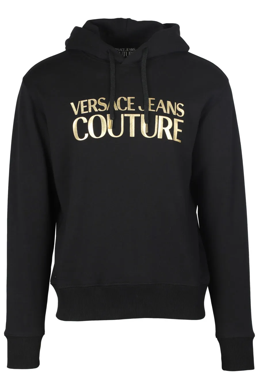 Sudadera negra con capucha y logo dorado