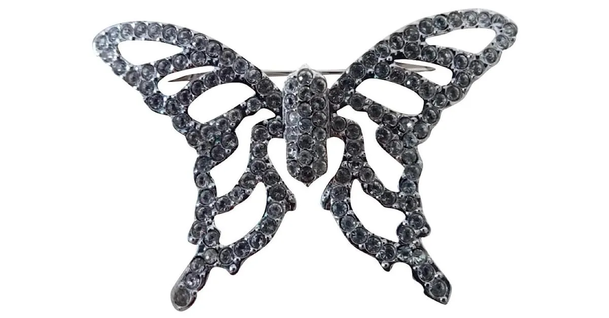 Swarovski broche de mariposa Plata 