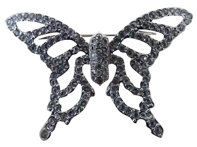Swarovski broche de mariposa Plata 