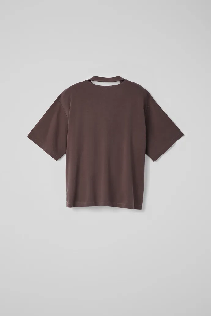 TSHIRT CAMISETA DE ALGODóN ORGáNICO EN COLOR MARRóN DESGASTADO