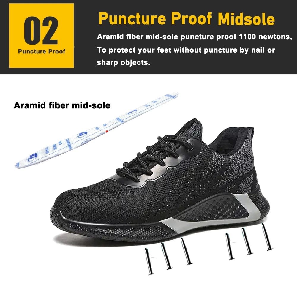 TM3159 Zapatos de seguridad deportivos con punta de acero antipinchazos y suela de EVA suave para hombres