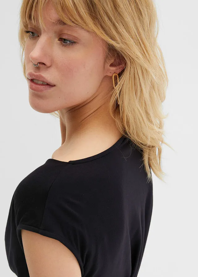Top con escote cascada Negro