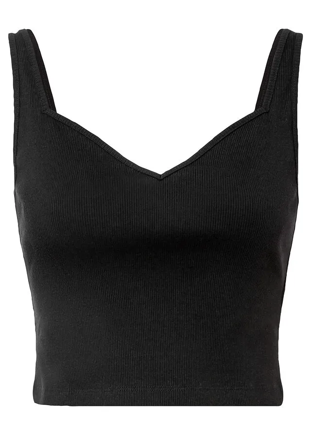 Top con escote corazón Negro