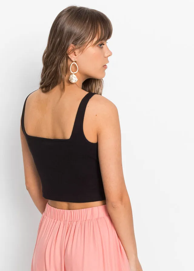 Top con escote corazón Negro