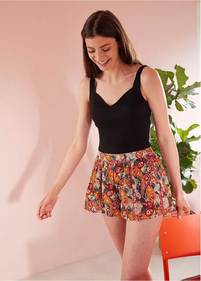 Top con escote corazón Negro